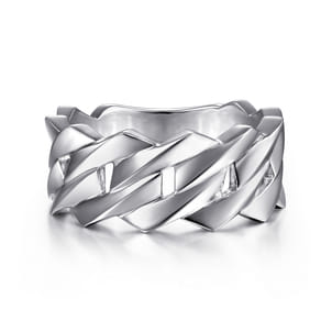 Wide 925 Sterling Silver Chain Link Band in High Polished Finish