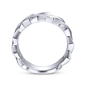 Wide 925 Sterling Silver Chain Link Band in High Polished Finish