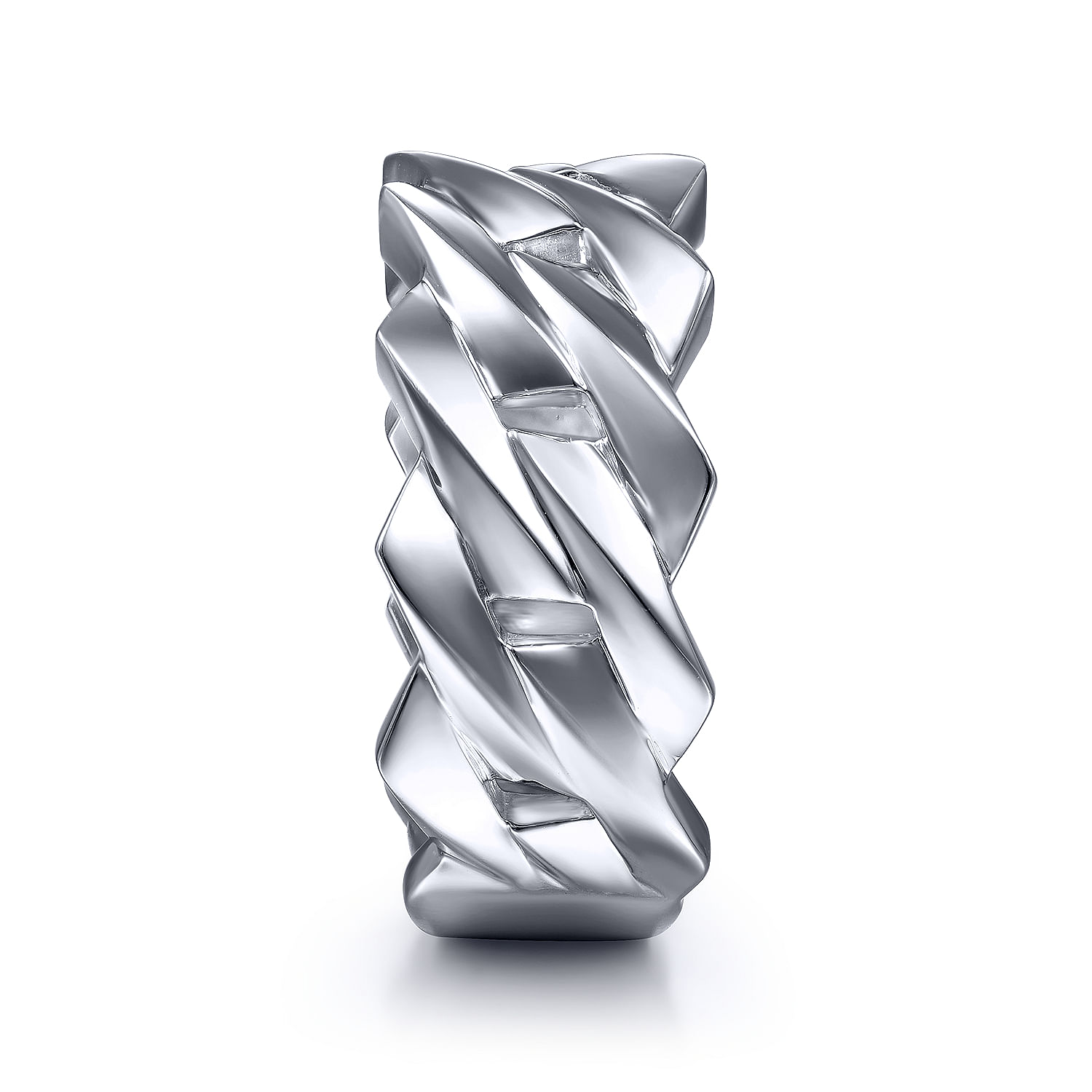 Wide 925 Sterling Silver Chain Link Band in High Polished