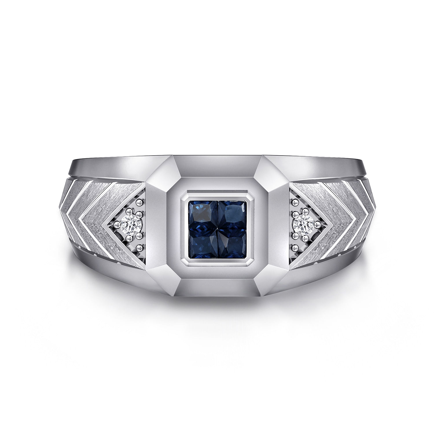 Wide-925-Sterling-Silver-Chevron-Mens-Ring-with-Sapphire-in-High-Polished-Finish1