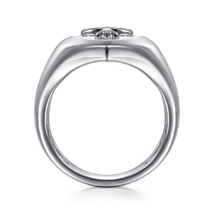 Wide 925 Sterling Silver Cross Signet Ring in High Polished Finish