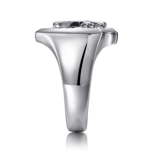 Wide 925 Sterling Silver Cross Signet Ring in High Polished Finish
