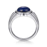 Wide 925 Sterling Silver Lapis Mens Ring in High Polished Finish