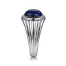 Wide 925 Sterling Silver Lapis Mens Ring in High Polished Finish