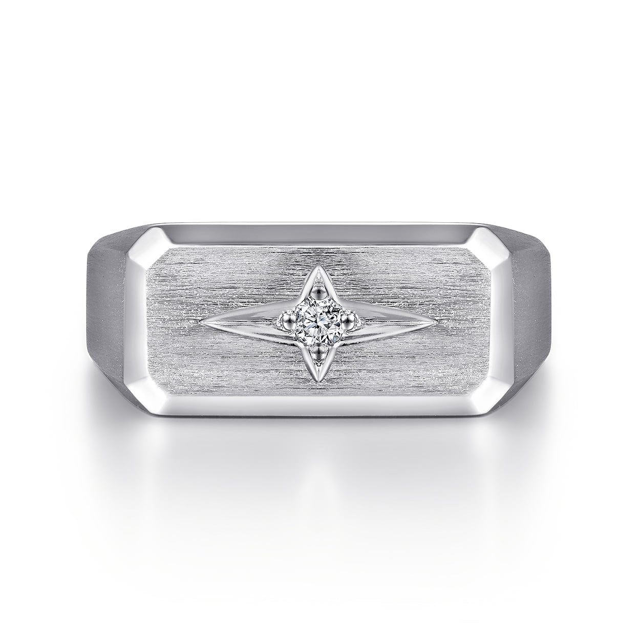 Wide 925 Sterling Silver North Star Ring in Satin Finish @ $455 