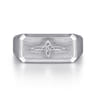 Wide 925 Sterling Silver North Star Ring in Satin Finish - 0.06 ct