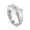 Wide 925 Sterling Silver North Star Ring in Satin Finish - 0.06 ct