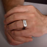 Wide 925 Sterling Silver North Star Ring in Satin Finish - 0.06 ct