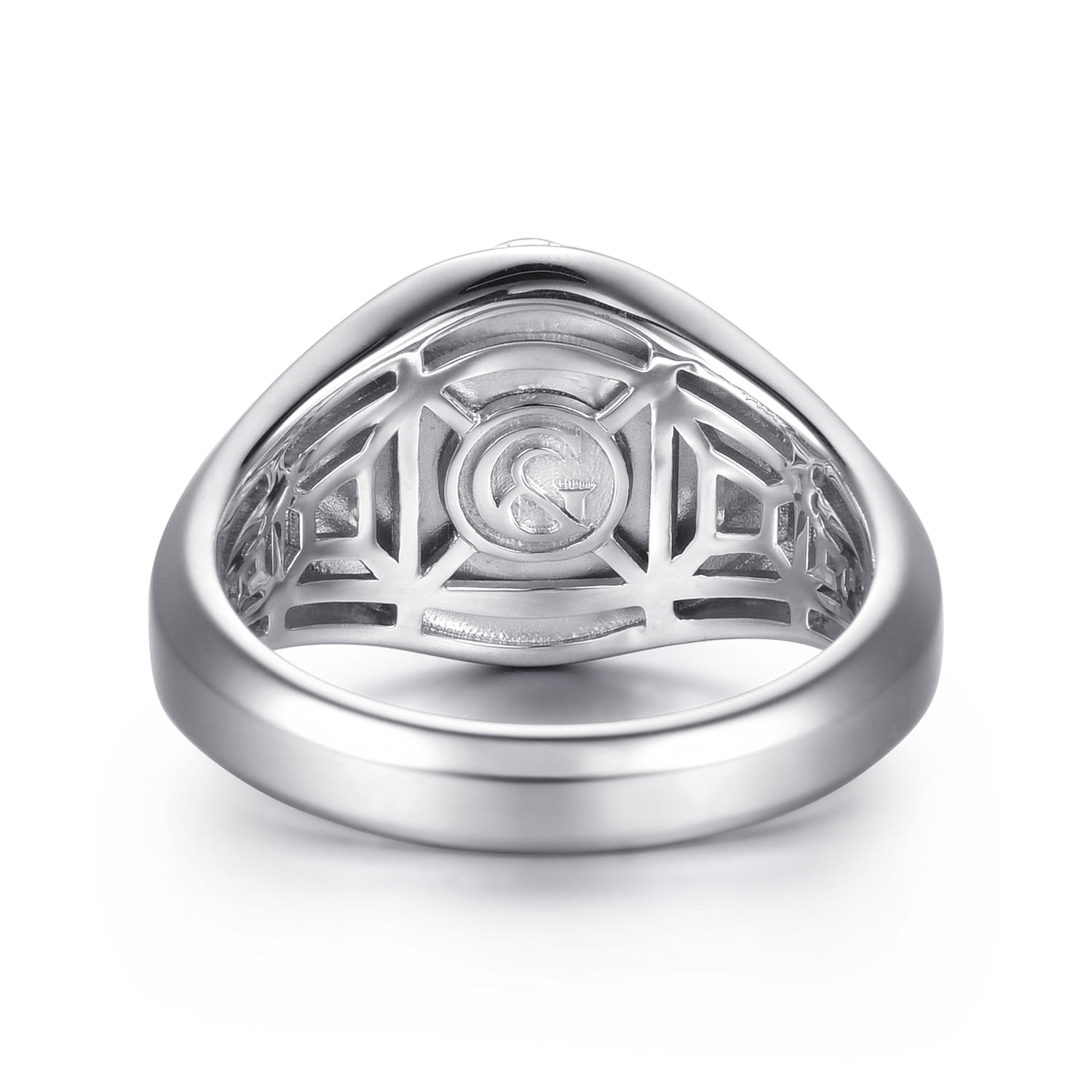 Wide 925 Sterling Silver Onyx Signet Ring with Skull - Shot 5