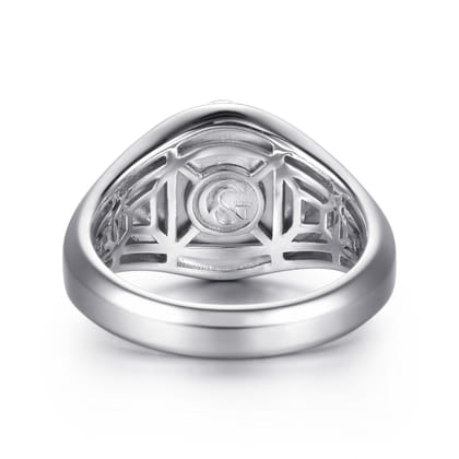 Wide 925 Sterling Silver Onyx Signet Ring with Skull
