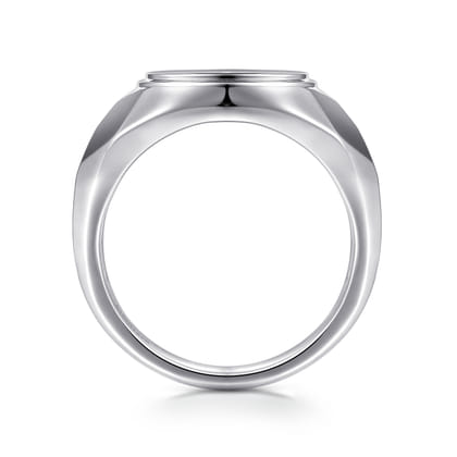 Wide 925 Sterling Silver Round Signet Ring in High Polished Finish