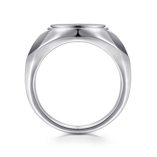 Wide 925 Sterling Silver Round Signet Ring in High Polished Finish - Shot 2