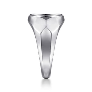 Wide 925 Sterling Silver Round Signet Ring in High Polished Finish