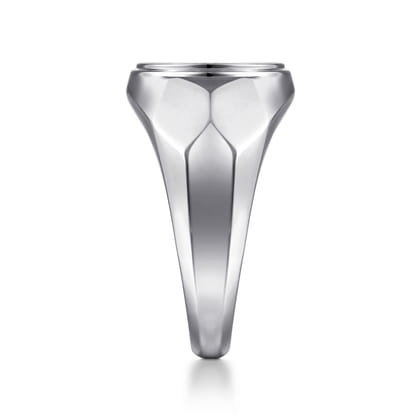 Wide 925 Sterling Silver Round Signet Ring in High Polished Finish