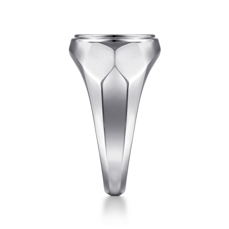 Wide 925 Sterling Silver Round Signet Ring in High Polished Finish - Shot 4
