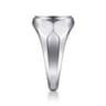 Wide 925 Sterling Silver Round Signet Ring in High Polished Finish