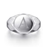 Wide 925 Sterling Silver Round Signet Ring in High Polished Finish