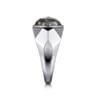 Wide 925 Sterling Silver Signet Ring with Black Mother of Pearl Stone in High Polished Finish