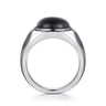 Wide 925 Sterling Silver Signet Ring with Black Onyx in High Polished Finish