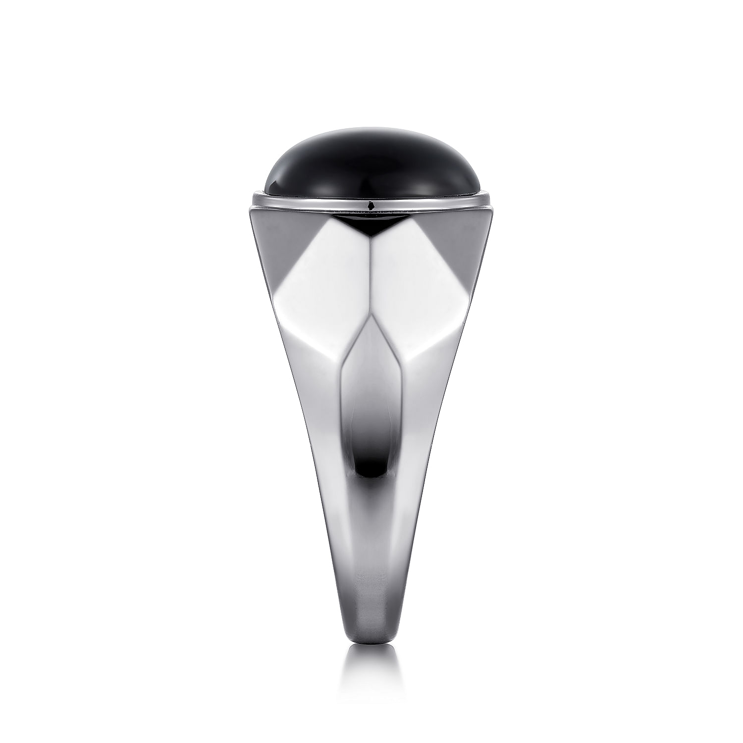 Wide 925 Sterling Silver Signet Ring with Black Onyx in High Polished Finish - Shot 4