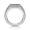Wide 925 Sterling Silver Signet Ring with Black Spinel in High Polish Finish