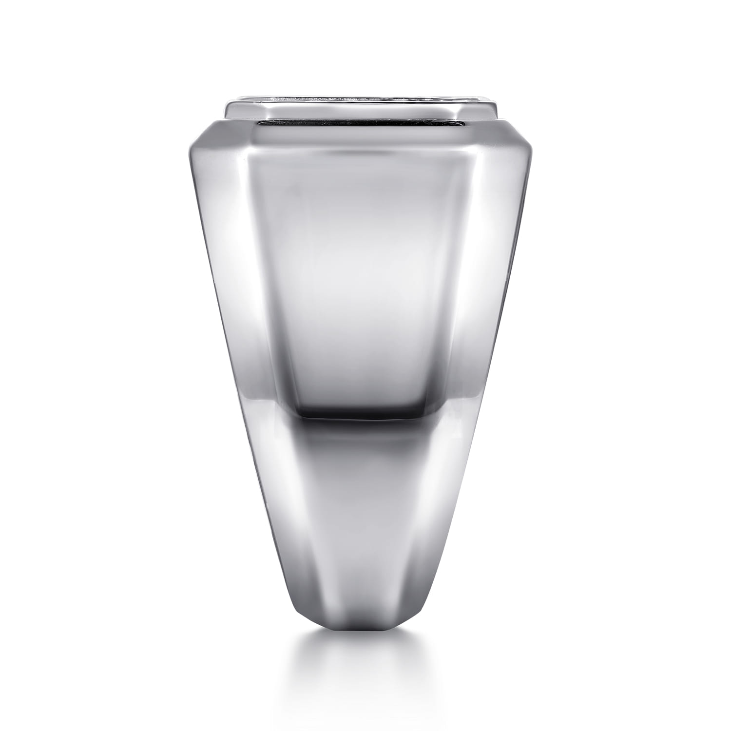 Wide 925 Sterling Silver Signet Ring with Black Spinel in High Polish Finish - Shot 4