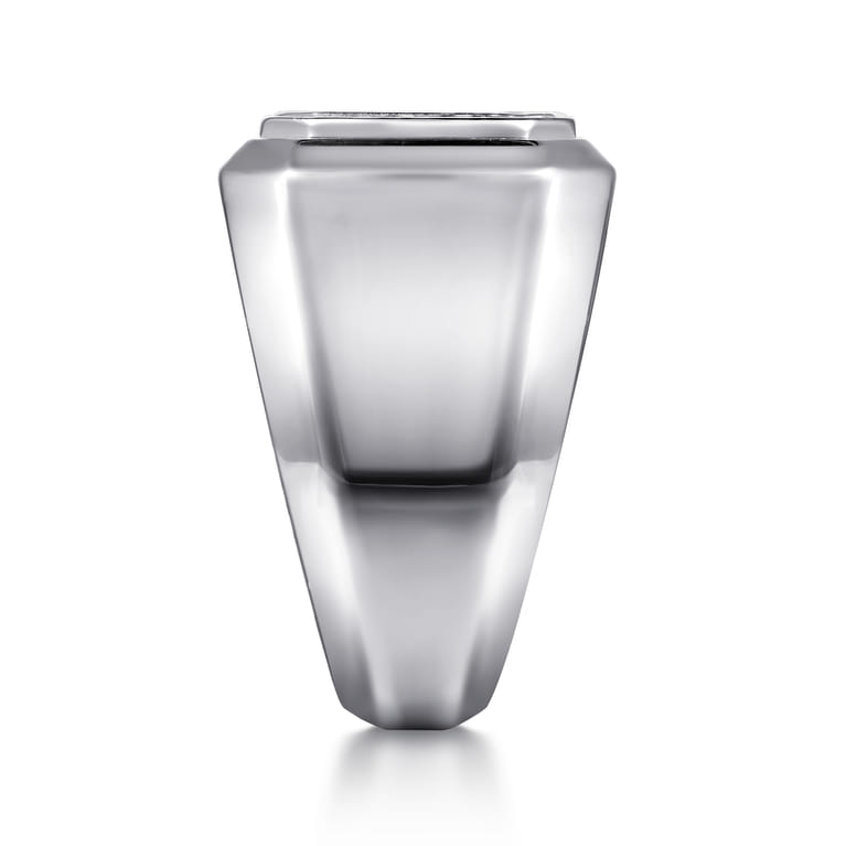Wide 925 Sterling Silver Signet Ring with Black Spinel in High Polish Finish - Shot 4