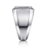 Wide 925 Sterling Silver Signet Ring with Black Spinel in High Polish Finish