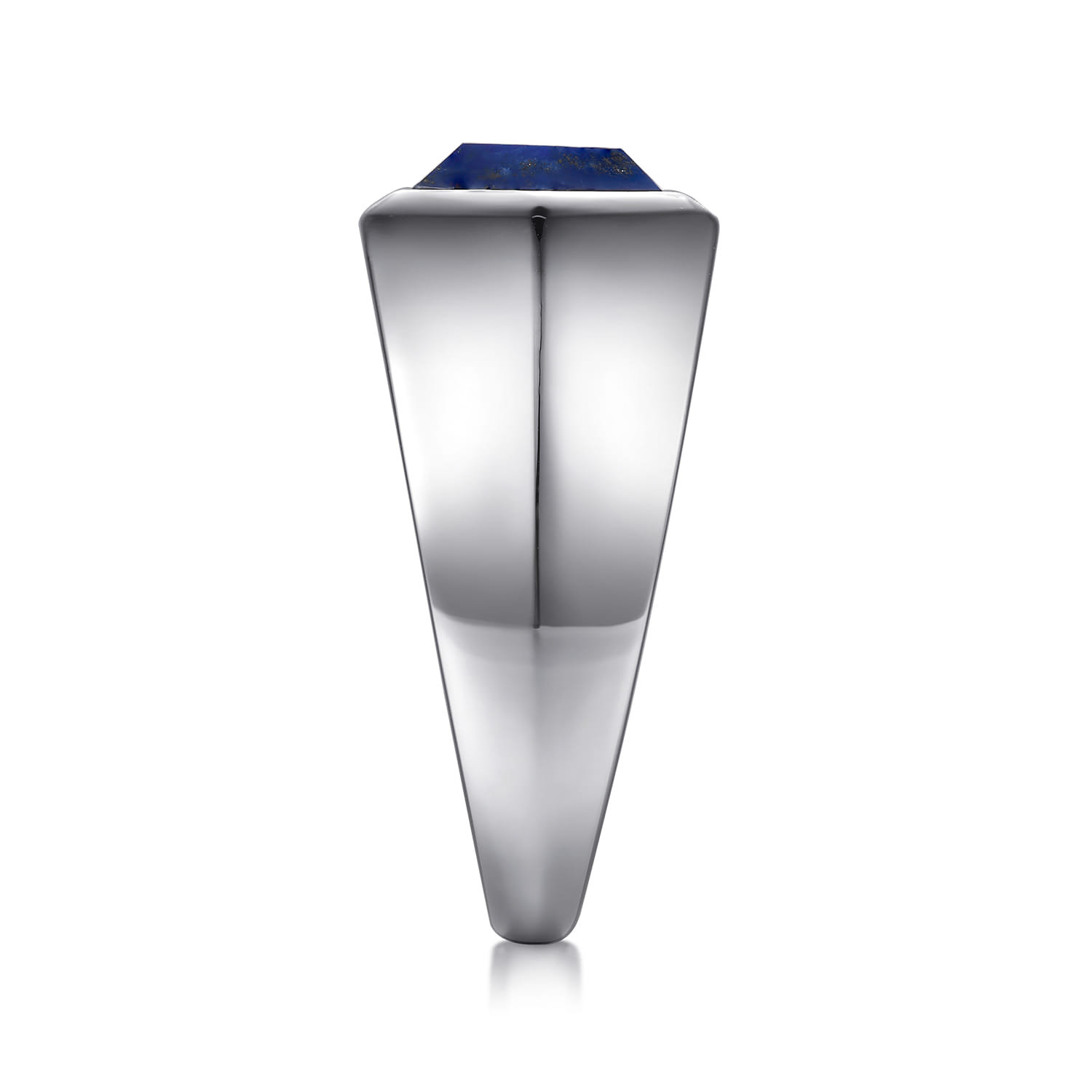 Wide 925 Sterling Silver Signet Ring with Faceted Lapis Stone in High Polish Finish