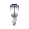 Wide 925 Sterling Silver Signet Ring with Faceted Lapis Stone in High Polish Finish