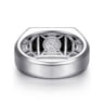 Wide 925 Sterling Silver Signet Ring with Faceted Onyx Stone in High Polish Finish