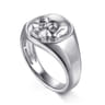 Wide 925 Sterling Silver Skull Signet Ring in Sand Blast Finish