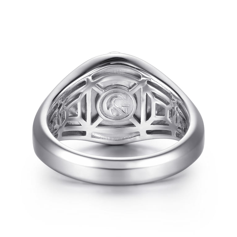 Wide 925 Sterling Silver Skull Signet Ring in Sand Blast Finish - Shot 5
