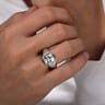Wide 925 Sterling Silver Skull Signet Ring in Sand Blast Finish