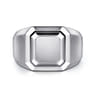Wide 925 Sterling Silver Square Men's Faceted Signet Ring