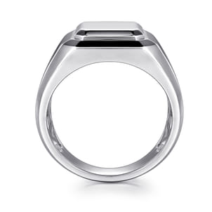 Wide 925 Sterling Silver Square Men's Faceted Signet Ring