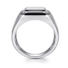 Wide 925 Sterling Silver Square Men's Faceted Signet Ring