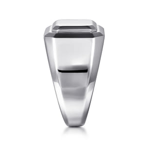 Wide 925 Sterling Silver Square Men's Faceted Signet Ring