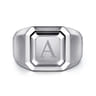 Wide 925 Sterling Silver Square Men's Faceted Signet Ring