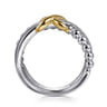 Wide Band Criss Cross 14K Yellow Gold and 925 Sterling Silver Bujukan