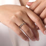 Wide Band Criss Cross Ring 14K Yellow Gold and 925 Sterling Silver