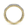 Wide Band Easy-Stack Ring 14K White and Yellow Gold Diamond 0.35ct Bujukan - 0.35 ct