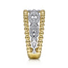 Wide Band Easy-Stack Ring 14K White and Yellow Gold Diamond 0.35ct Bujukan - 0.35 ct