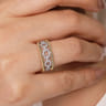Wide Band Easy-Stack Ring 14K White and Yellow Gold Diamond 0.35ct Bujukan - 0.35 ct