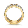 Wide Band Easy-Stack Ring 14K White and Yellow Gold Diamond 0.3ct - 0.3 ct