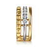 Wide Band Easy-Stack Ring 14K White and Yellow Gold Diamond 0.3ct - 0.3 ct