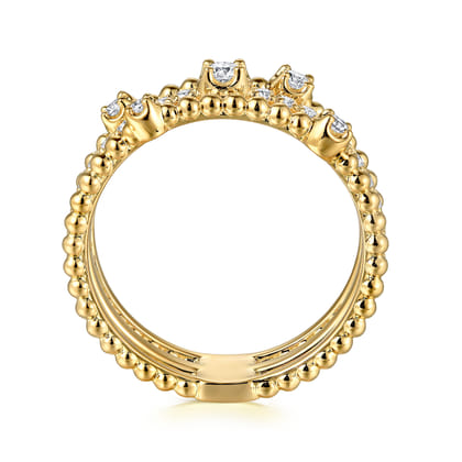 Wide Band Easy-Stack Ring 14K Yellow Gold Diamond 0.35ct Bujukan