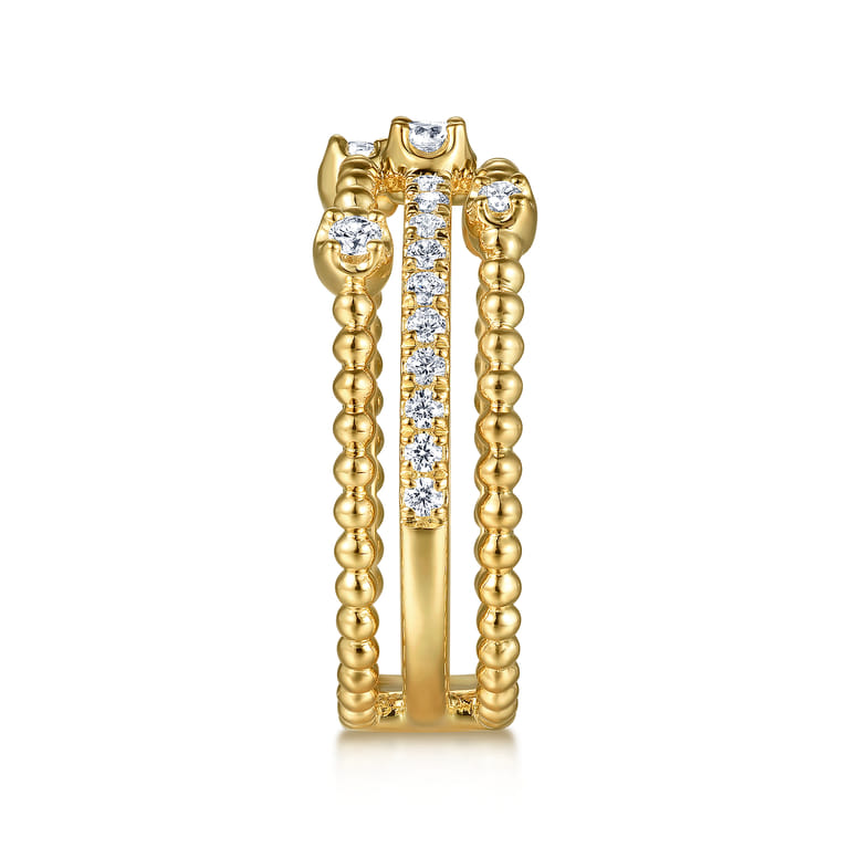 Wide Band Easy-Stack Ring 14K Yellow Gold Diamond 0.35ct Bujukan - 0.35 ct - Shot 4