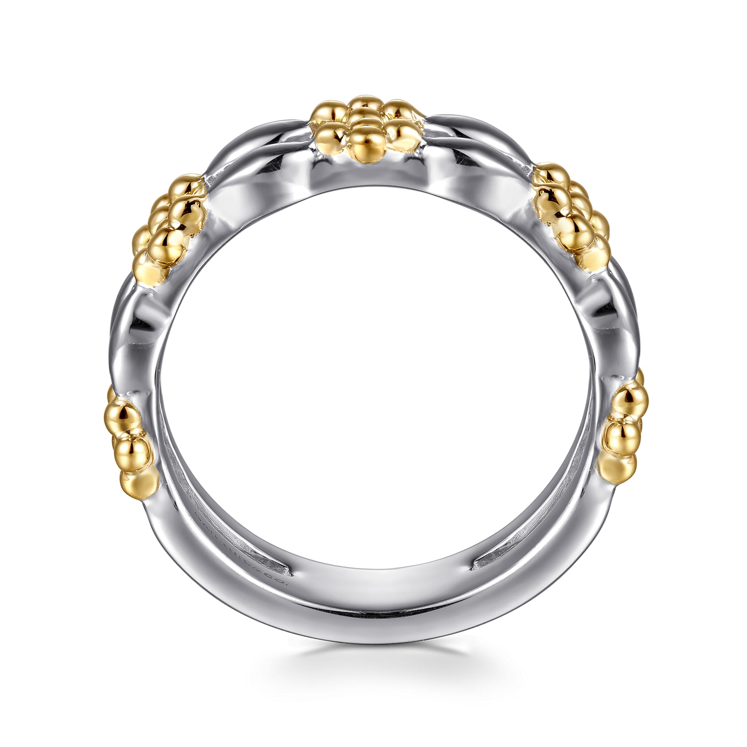 Wide Band Easy-Stack Ring 14K Yellow Gold and 925 Sterling Silver Bujukan