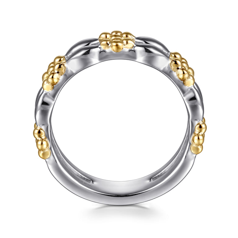 Wide Band Easy-Stack Ring 14K Yellow Gold and 925 Sterling Silver Bujukan - Shot 2